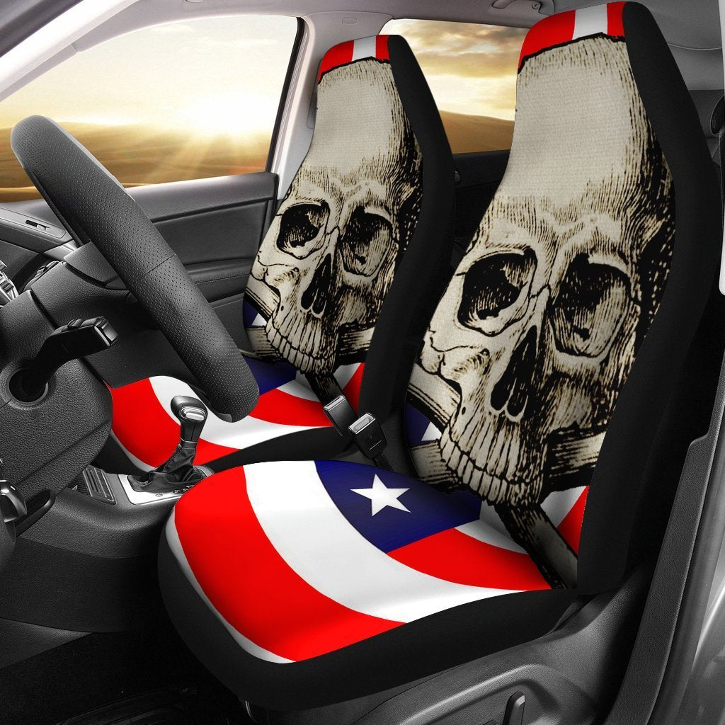 American Cross Skull Universal Fit Car Seat Covers
