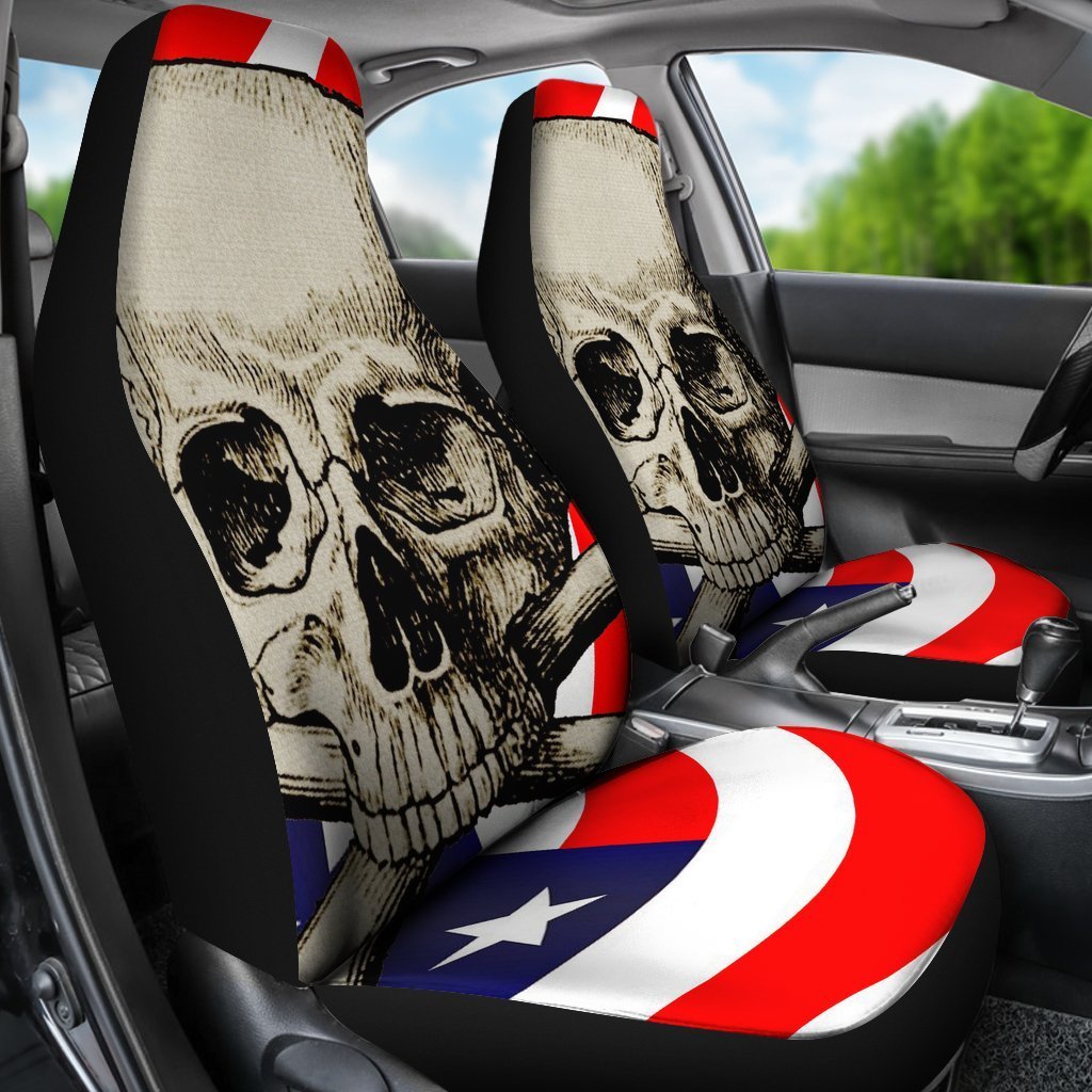 American Cross Skull Universal Fit Car Seat Covers