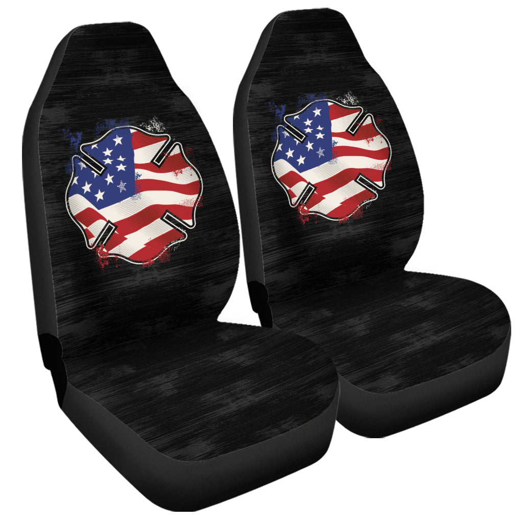 American Firefighter Emblem Print Universal Fit Car Seat Covers