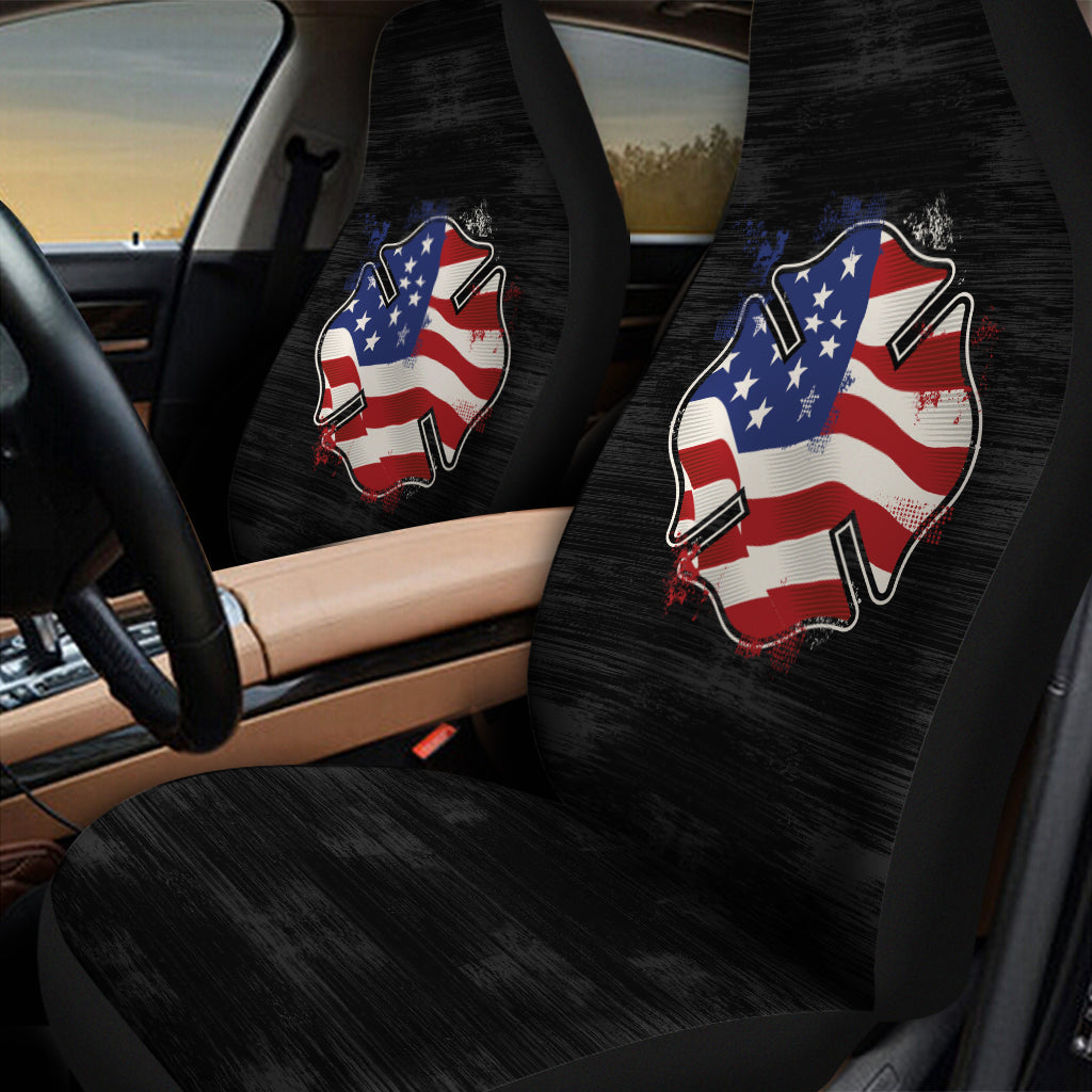 American Firefighter Emblem Print Universal Fit Car Seat Covers