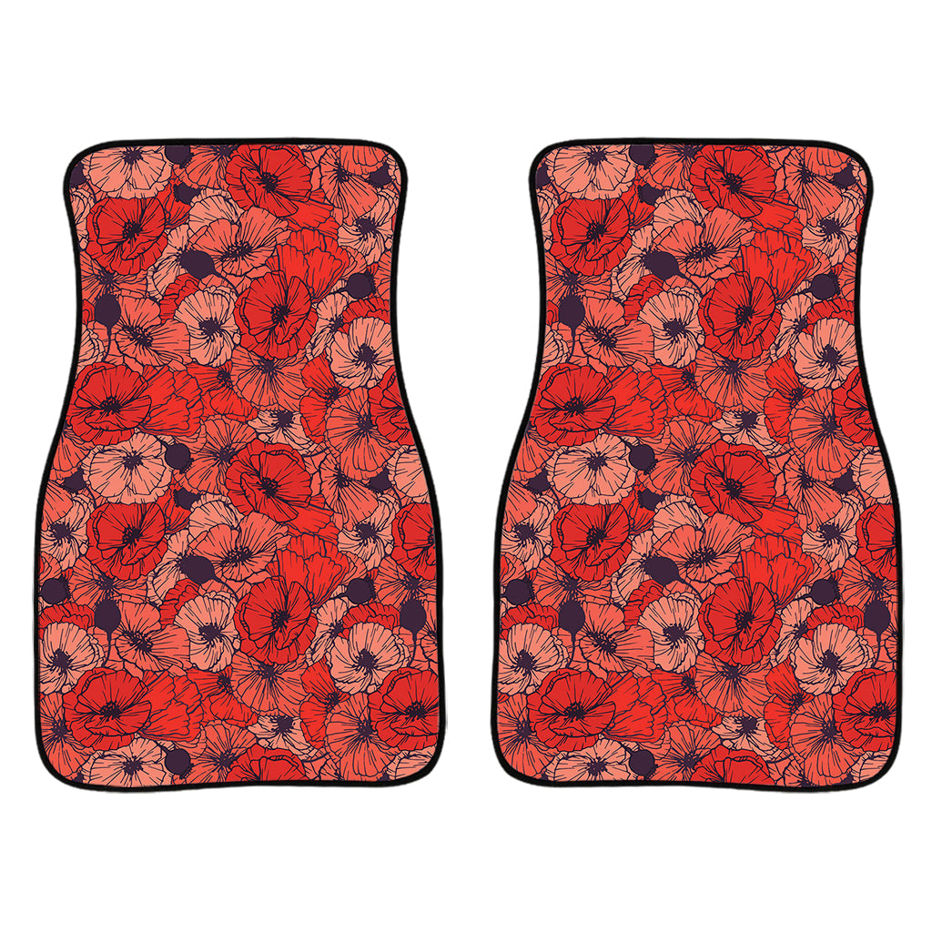 Armistice Day Poppy Pattern Print Front And Back Car Floor Mats/ Front Car Mat
