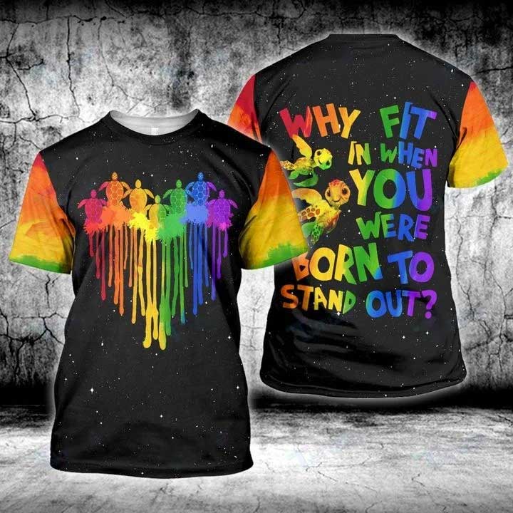 Rainbow Birthday Shirt/ Heart Turtle Lgbt Pride 3D All Over Printed Shirt/ Gay Pride 3D Shirts