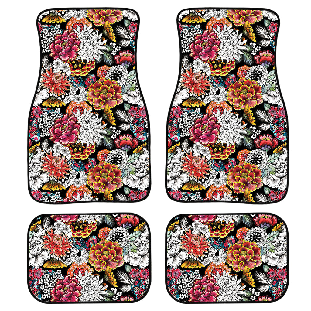 Asian Chrysanthemum Pattern Print Front And Back Car Floor Mats/ Front Car Mat