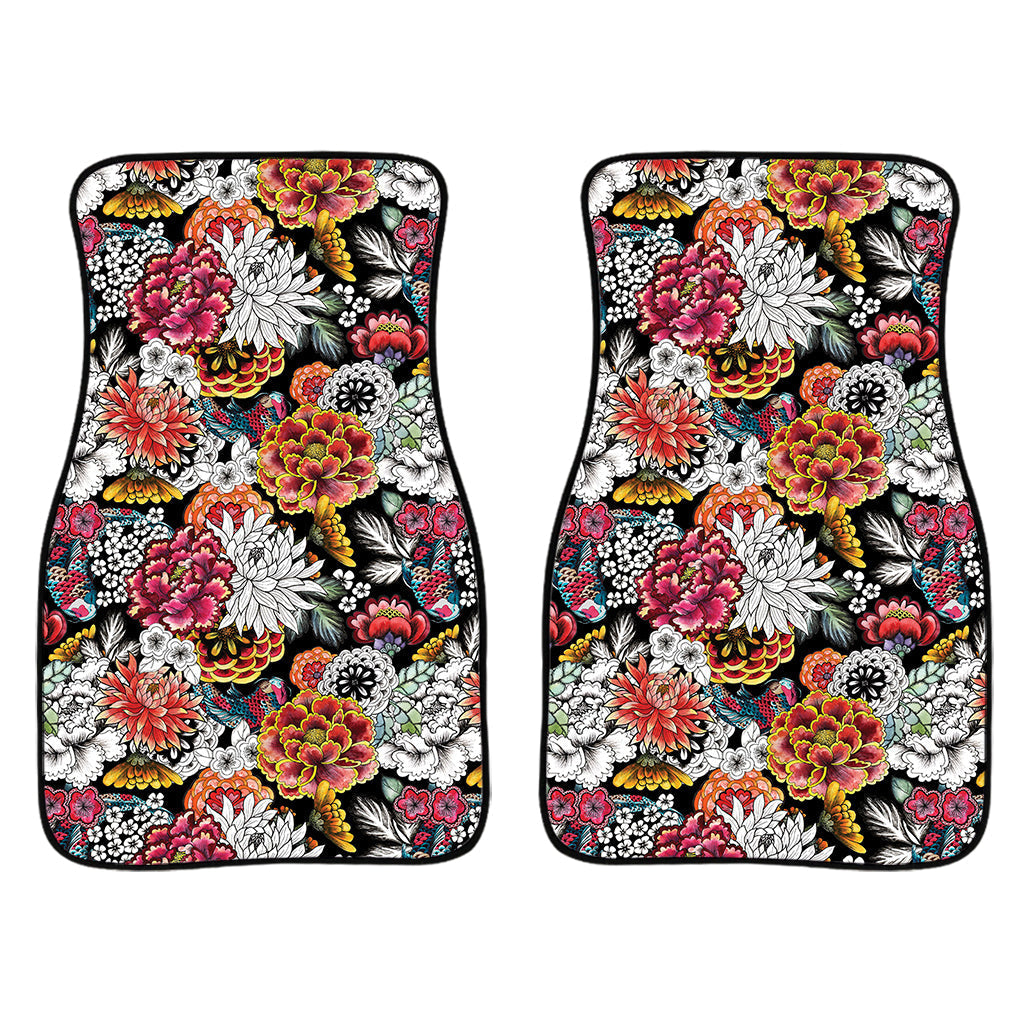 Asian Chrysanthemum Pattern Print Front And Back Car Floor Mats/ Front Car Mat