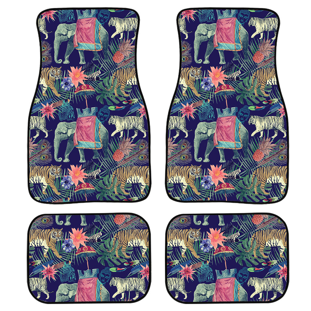 Asian Elephant And Tiger Print Front And Back Car Floor Mats/ Front Car Mat
