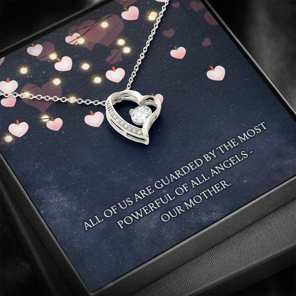 Guarded By Our Mother Interlocking Hearts Necklace/ Idea Gift for Mom and Mother/ Necklace Gift