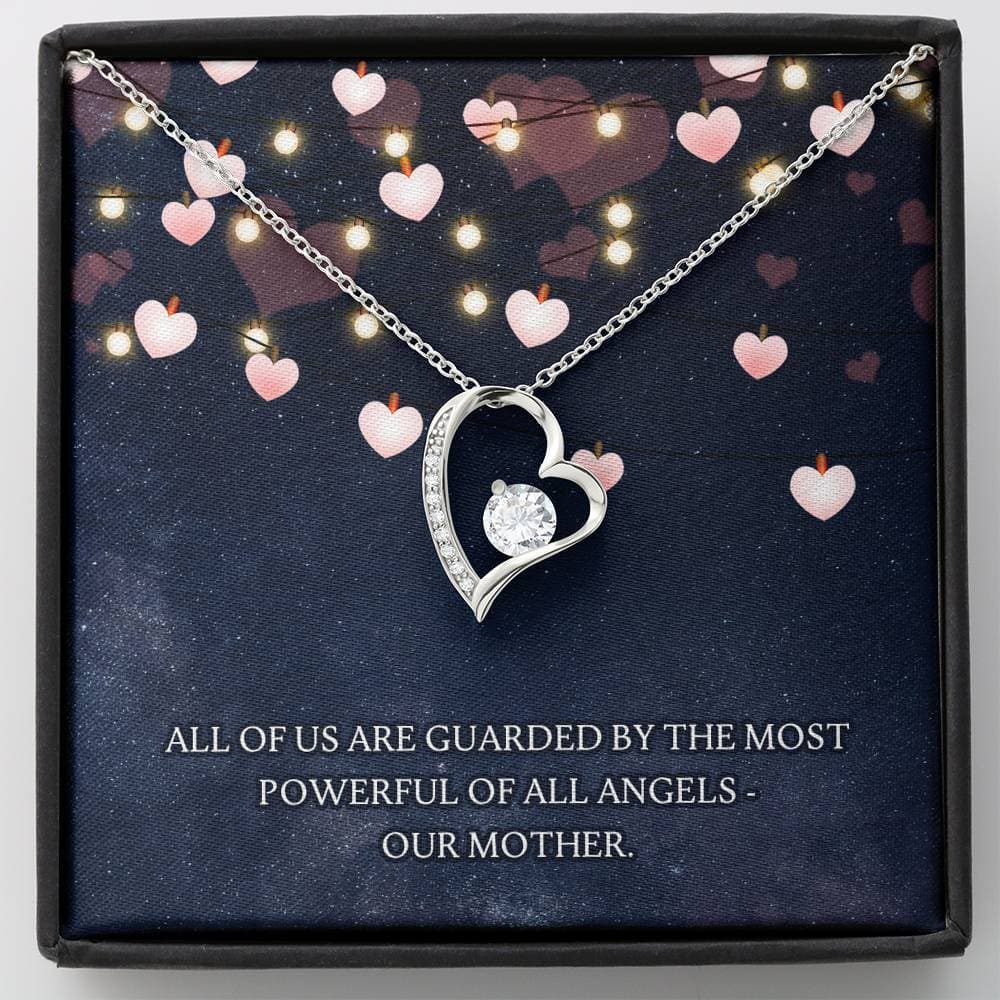 Guarded By Our Mother Interlocking Hearts Necklace/ Idea Gift for Mom and Mother/ Necklace Gift