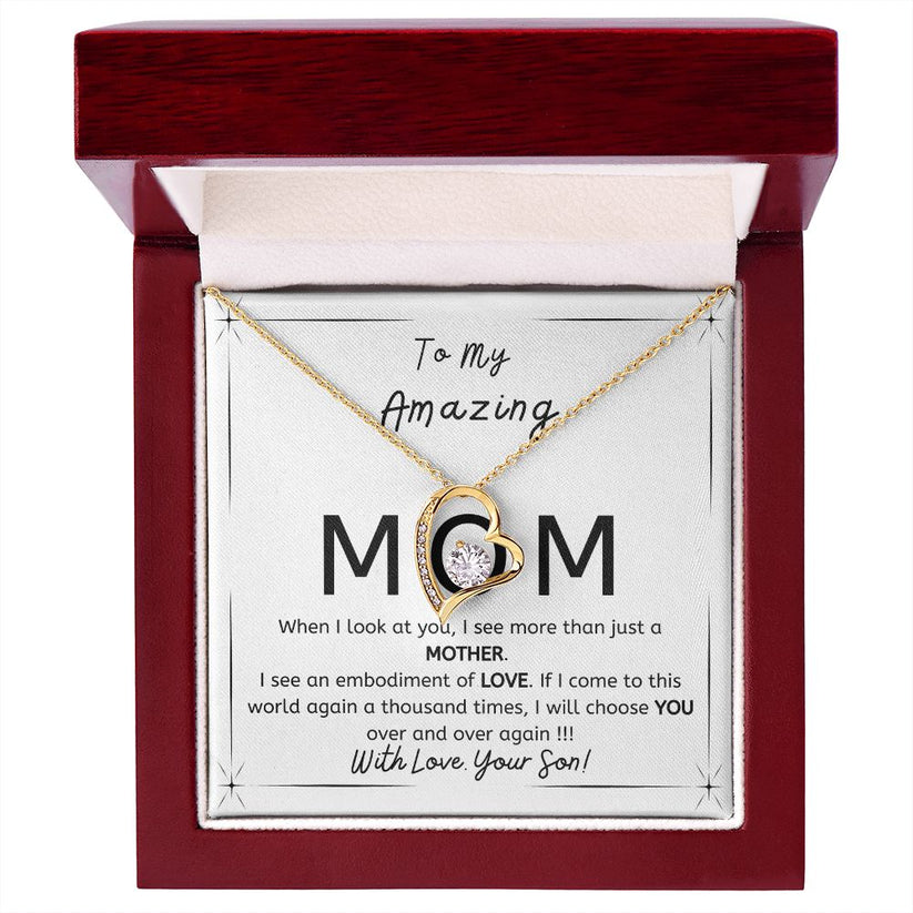 To My Amazing Mom - Gift from Son - I will choose you over and over - Forever Love necklace minimal