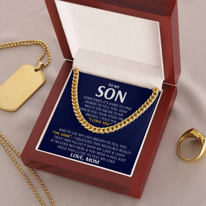 Son Necklace - Feel My Love from Mom - Cuban Link Chain Necklace
