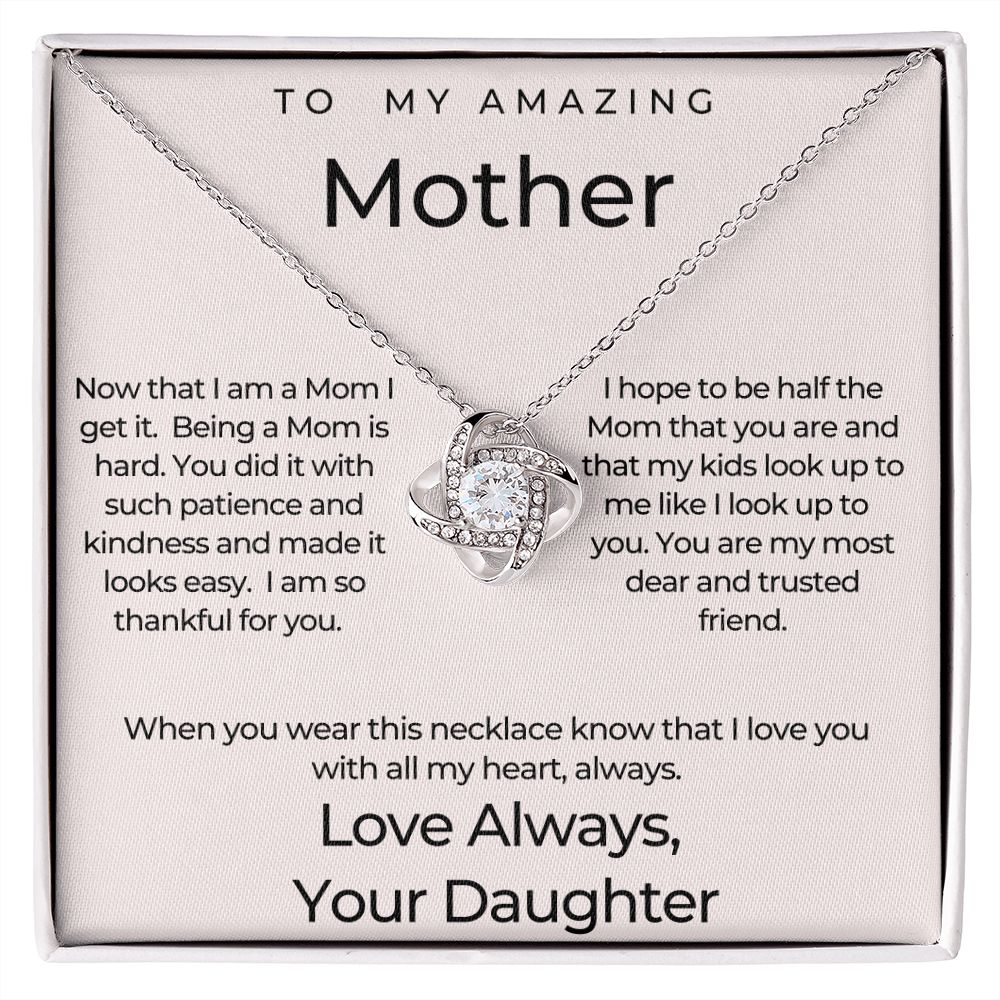To My Amazing Mother Love Knot Necklace/ Gift for Mom from Daughter/ Meaningful gift in Mother''s Day