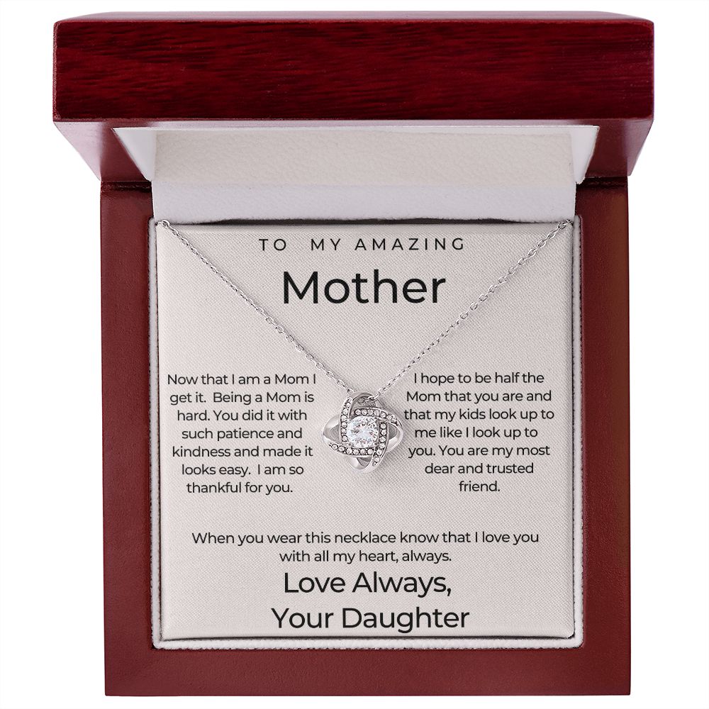 To My Amazing Mother Love Knot Necklace/ Gift for Mom from Daughter/ Meaningful gift in Mother