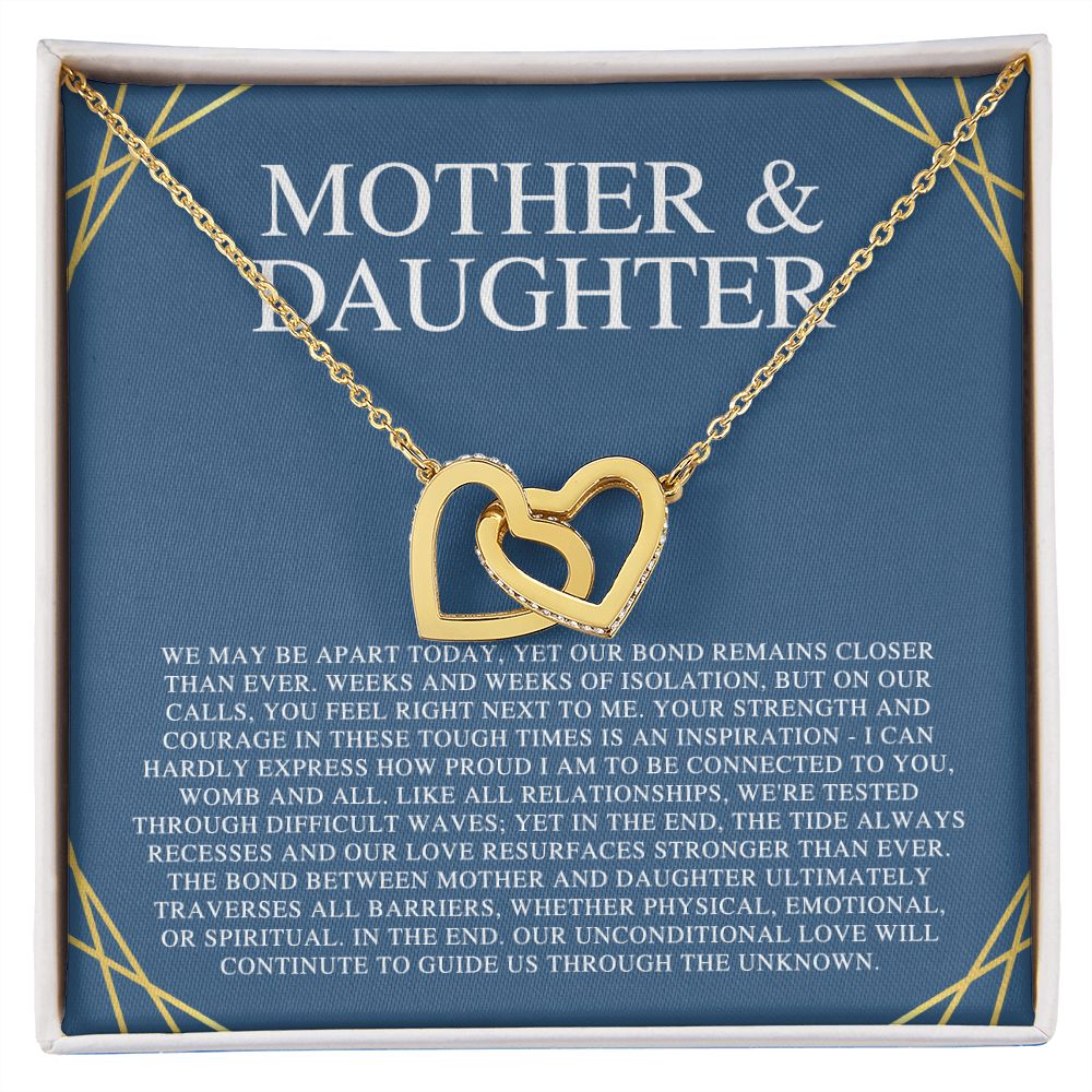 Mother & Daughter We May Be Apart Interlocking Hearts Necklace/ Gift for Mom/ Mother