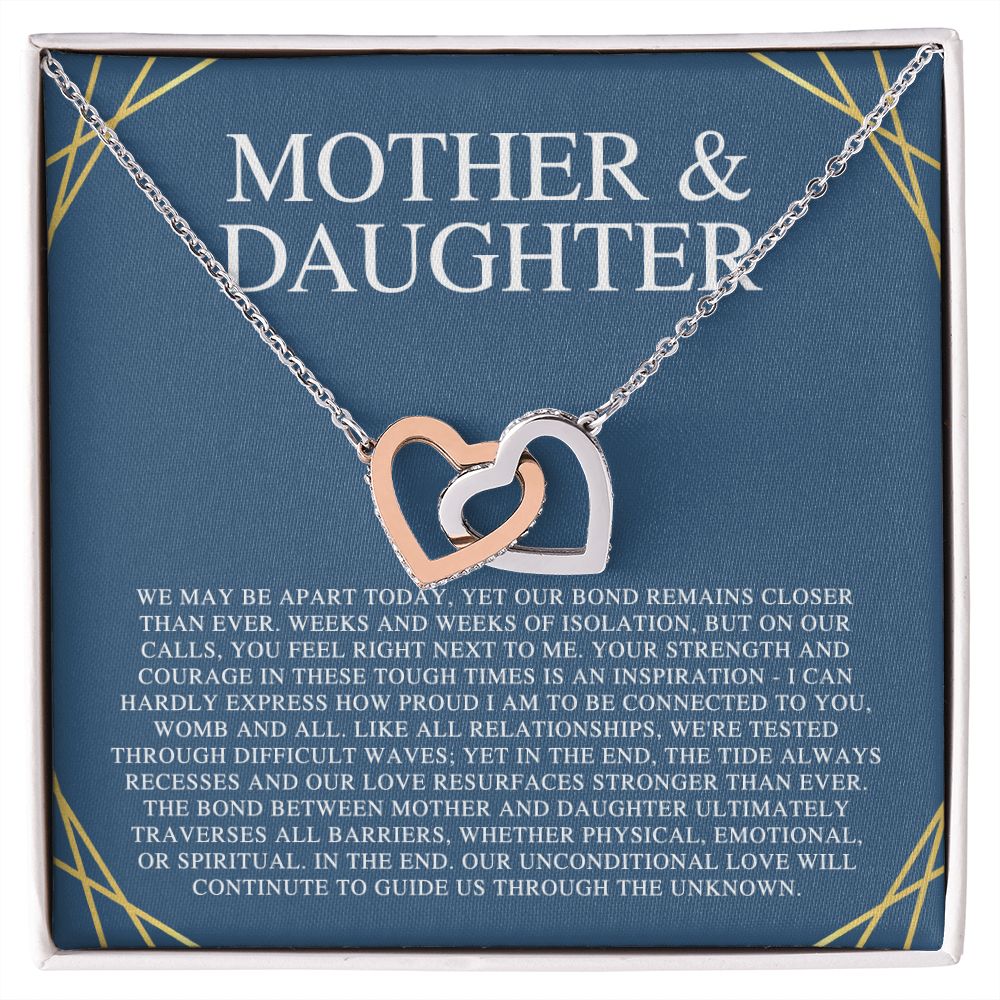 Mother & Daughter We May Be Apart Interlocking Hearts Necklace/ Gift for Mom/ Mother''s Day Necklace