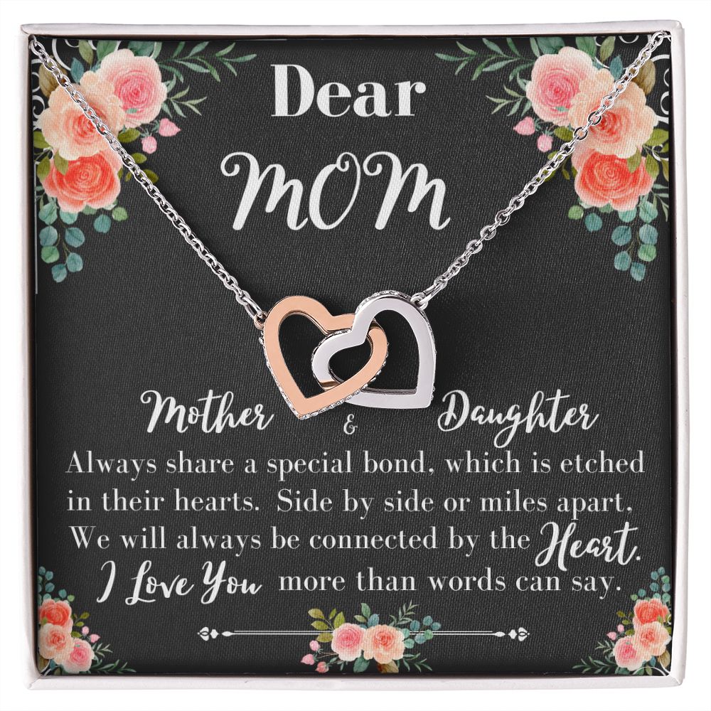 Dear Mom Floral Interlocking Necklace/ Meaningful Gift for Mom from Daughter/ Mother''s Day Gift