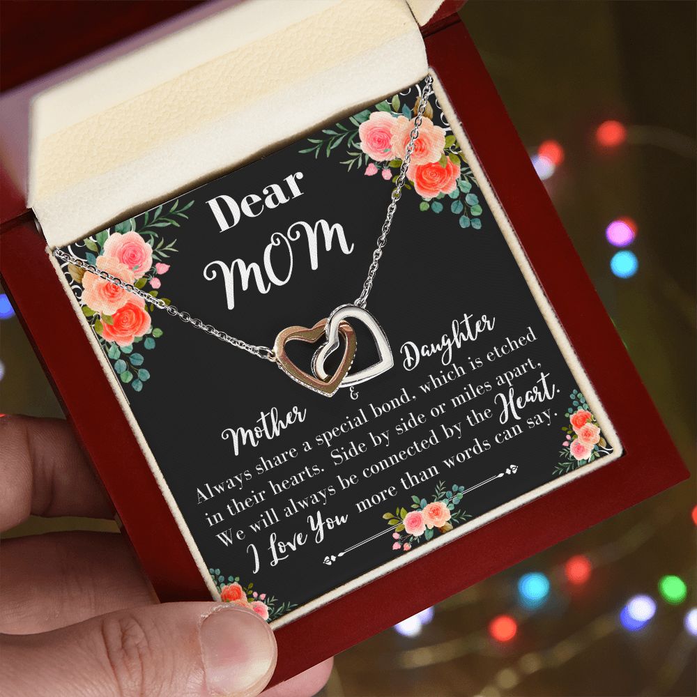 Dear Mom Floral Interlocking Necklace/ Meaningful Gift for Mom from Daughter/ Mother