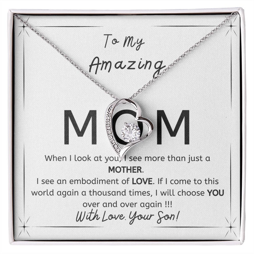 To My Amazing Mom - Gift from Son - I will choose you over and over - Forever Love necklace minimal
