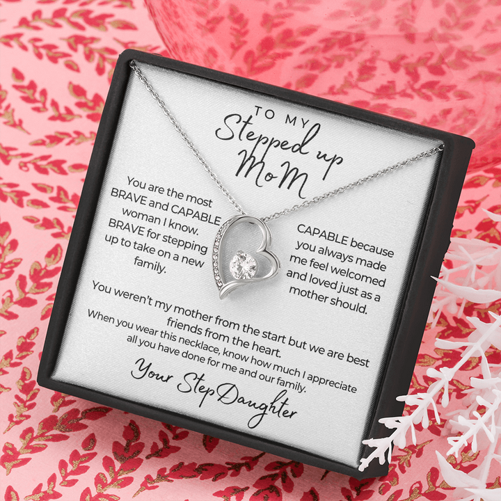 To My Stepped up Mom Forever Love Necklace/ Gorgeous Necklace for StepMom from StepDaughter/ Birthday Gift/ Mother