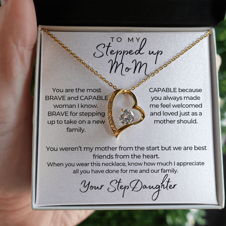 To My Stepped up Mom Forever Love Necklace/ Gorgeous Necklace for StepMom from StepDaughter/ Birthday Gift/ Mother