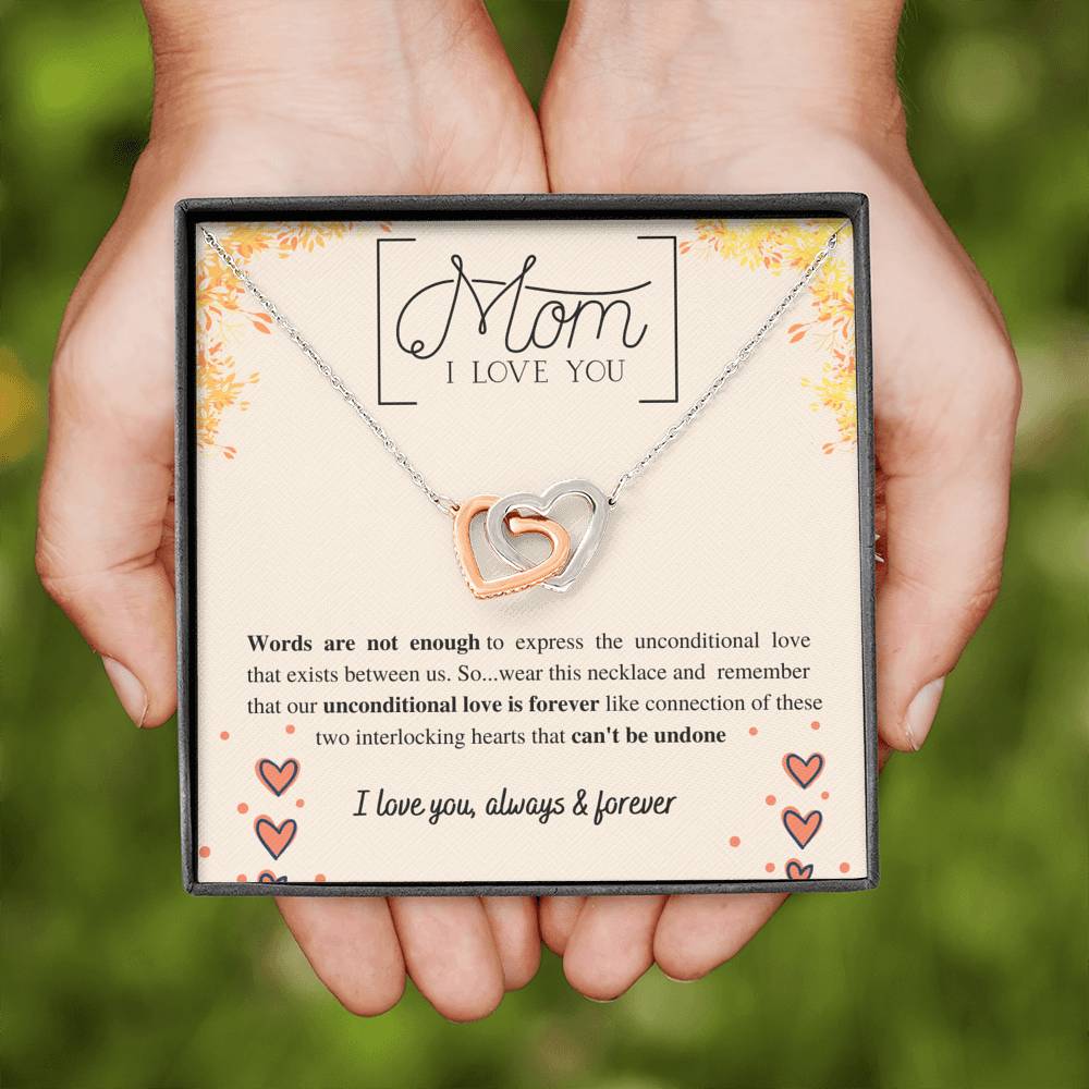 To my Mom Necklace/ Unconditional Love Is Forever Interlocking Hearts Necklace/ Mommy Gift/ Mother