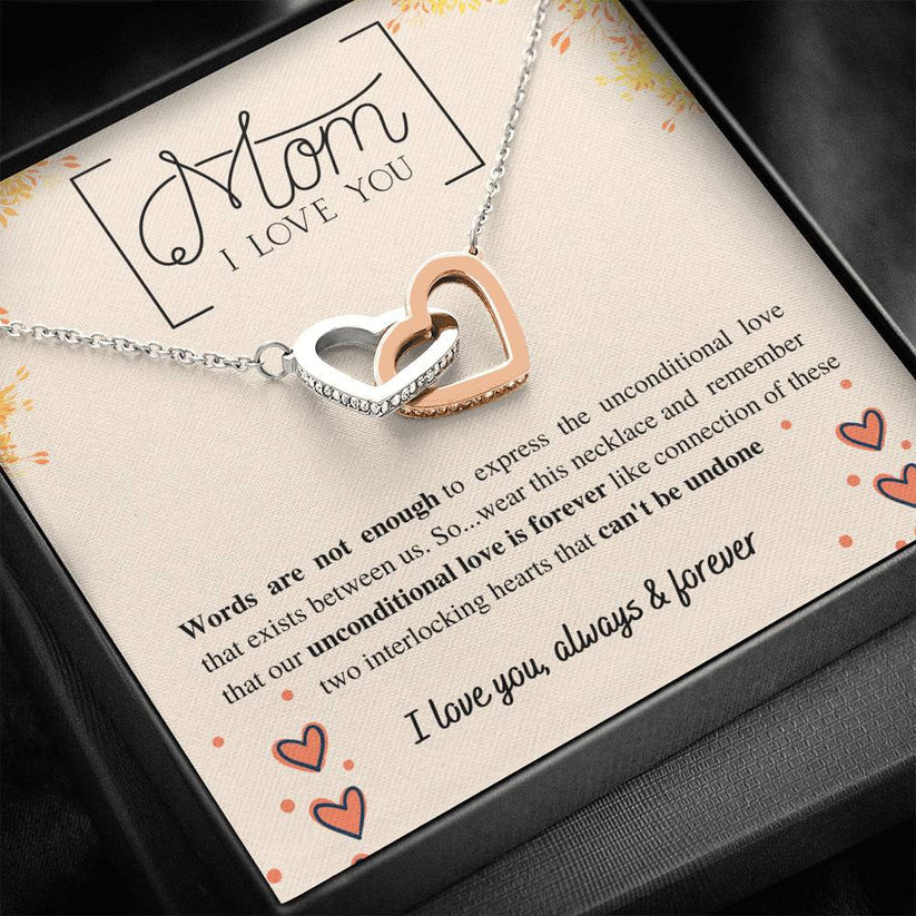 To my Mom Necklace/ Unconditional Love Is Forever Interlocking Hearts Necklace/ Mommy Gift/ Mother''s Day Gift Jewelry