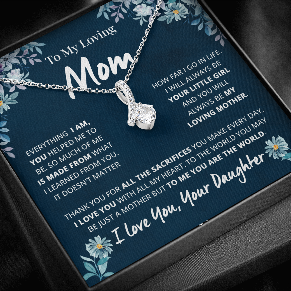 Loving Mom Floral Alluring Necklace/ Idea Mother''s Day Gift for Mom from Daughter/ Mom Necklace Jewelry