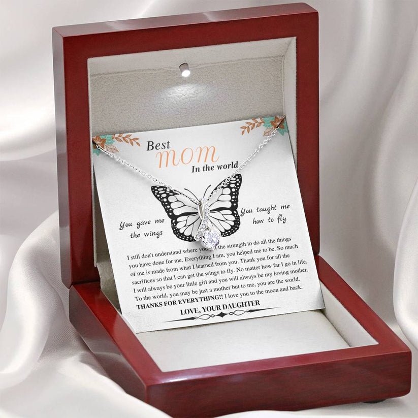 To my Best Mom/ Alluring Beauty Necklace/ Daughter Gift to Best Mom/ You gave me the wings to fly