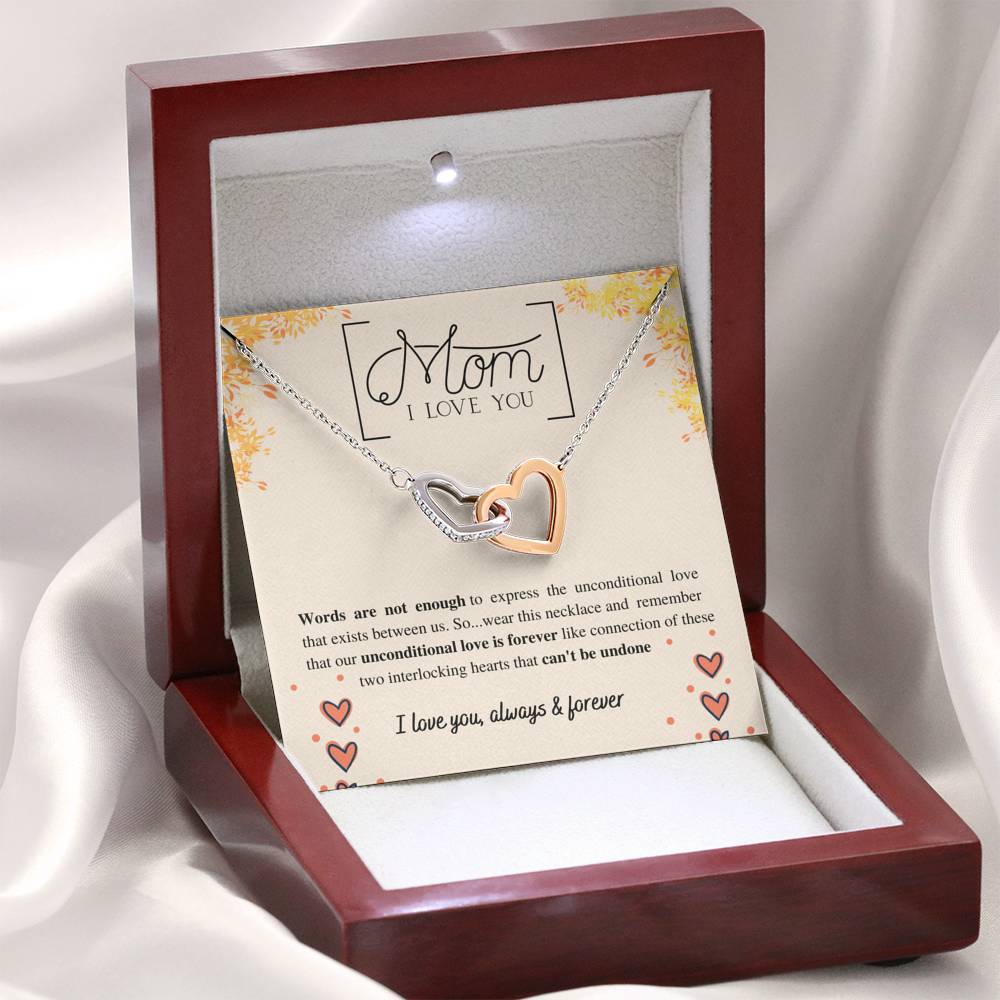 To my Mom Necklace/ Unconditional Love Is Forever Interlocking Hearts Necklace/ Mommy Gift/ Mother