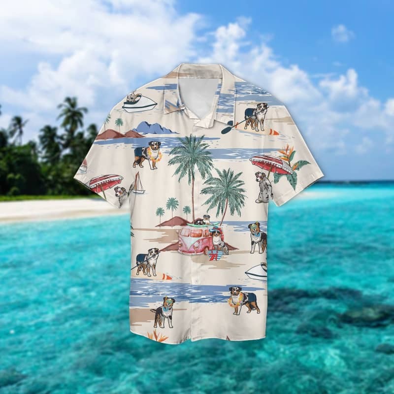 Australian Shepherd Summer Beach Hawaiian Shirt/ Summer Beach Aloha Dog In Hawaii Shirt