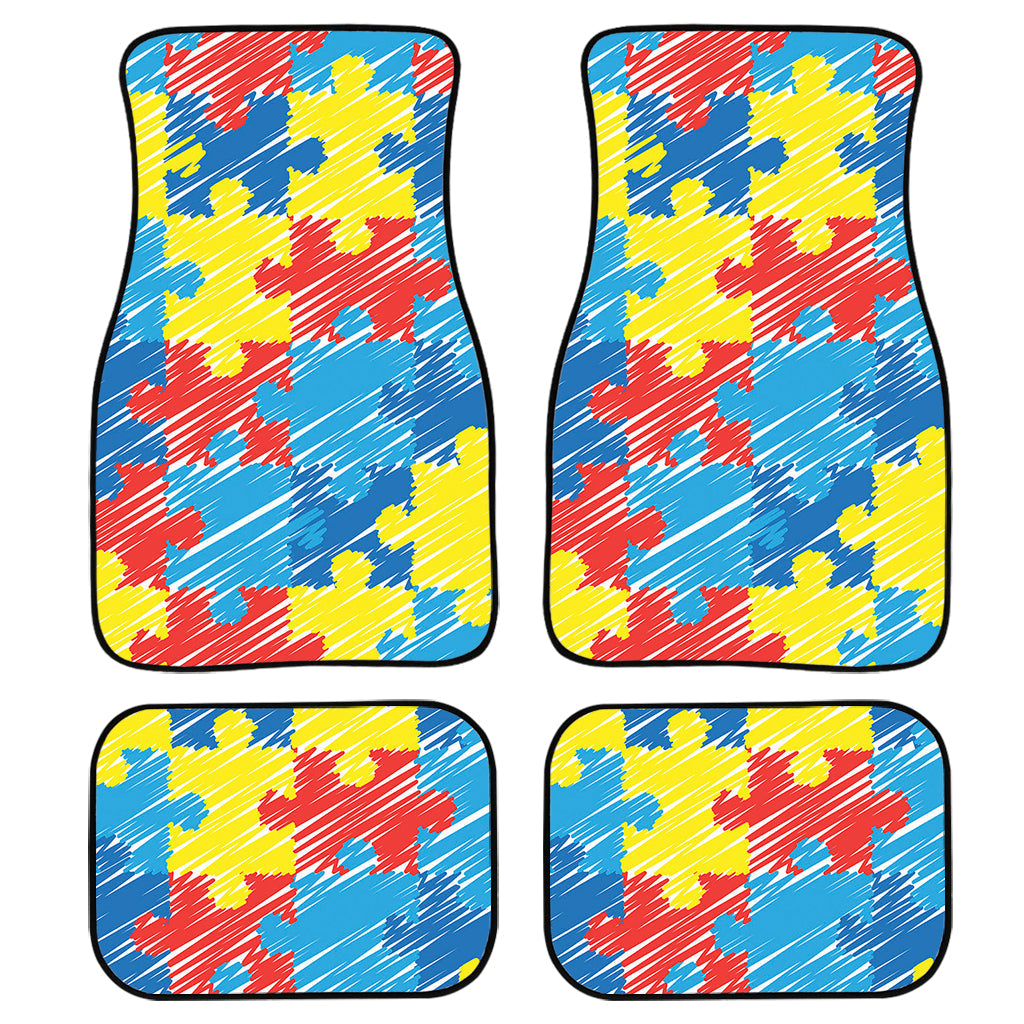 Autism Awareness Drawing Puzzle Print Front And Back Car Floor Mats/ Front Car Mat