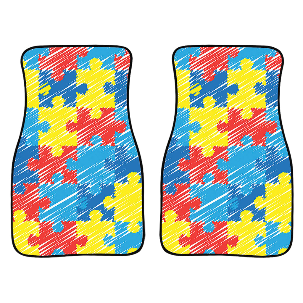 Autism Awareness Drawing Puzzle Print Front And Back Car Floor Mats/ Front Car Mat