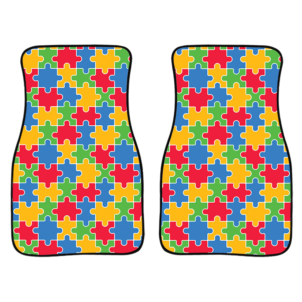 Autism Awareness Jigsaw Pattern Print Front And Back Car Floor Mats/ Front Car Mat