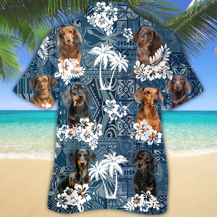 Dachshund Hawaiian Shirt/ Flowers Aloha Shirt For Dog Lovers/ Hawaiian shirts for men/ women