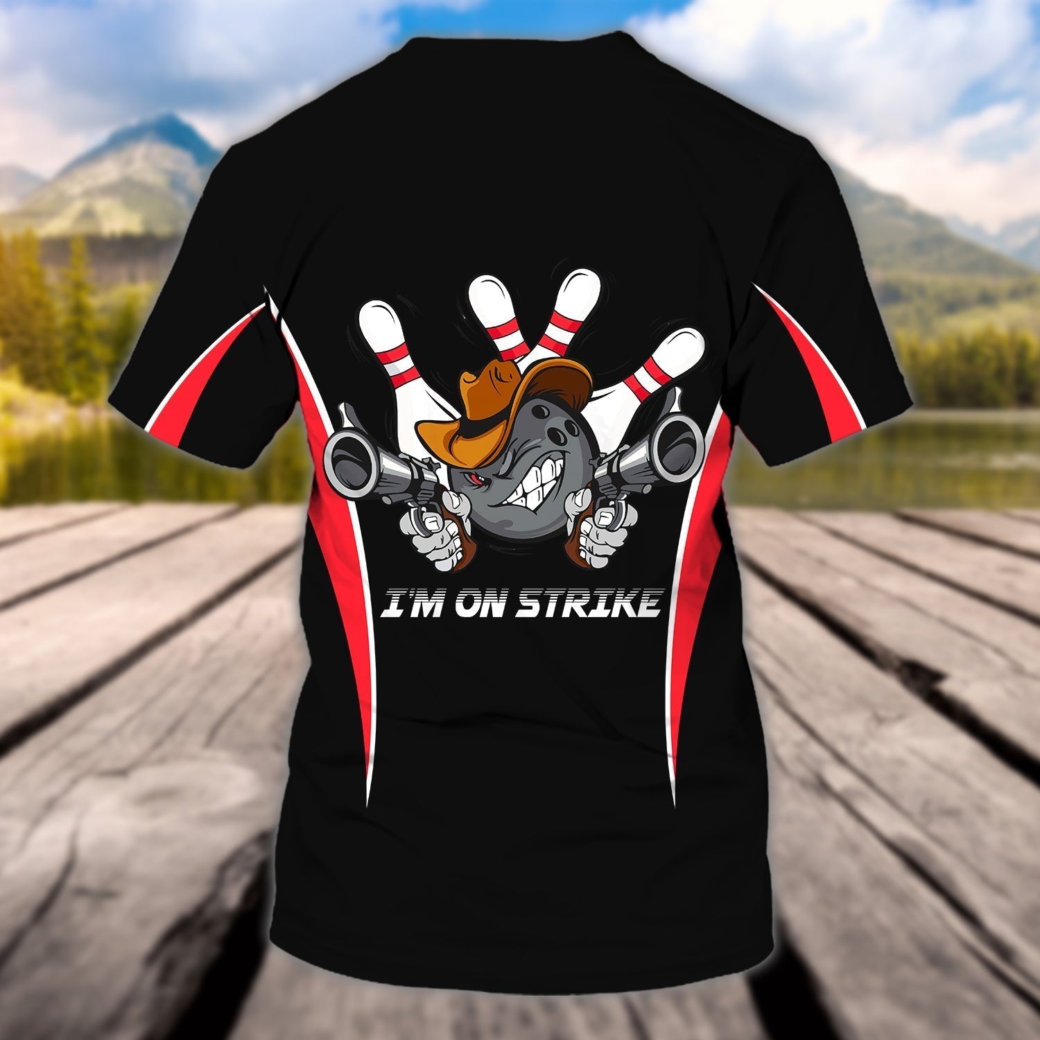 Personalized 3D All Over Printed Black Bowling T Shirt/ I