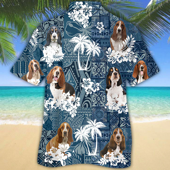 Basset Hound Hawaiian Shirt/ Dog Hawaiian Shirt Men women/ Short Sleeve Hawaiian Aloha Shirt