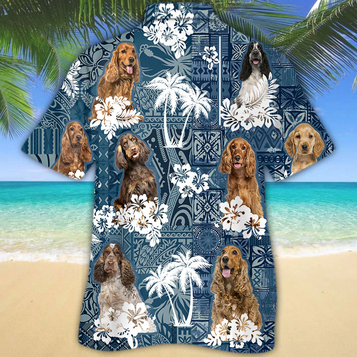 English Cocker Spaniel Hawaiian Shirt/ Hawaiian shirt vintage Flowers Aloha Shirt For Dog Lovers