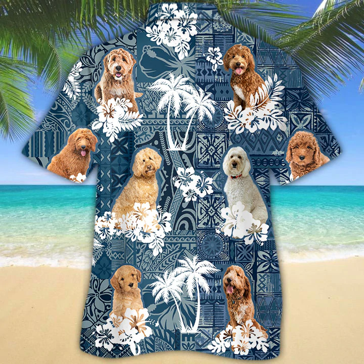 Goldendoodle Hawaiian Shirt/ Goldendoodle aloha shirt/ Flower dog Short Sleeve Hawaiian Aloha Shirt