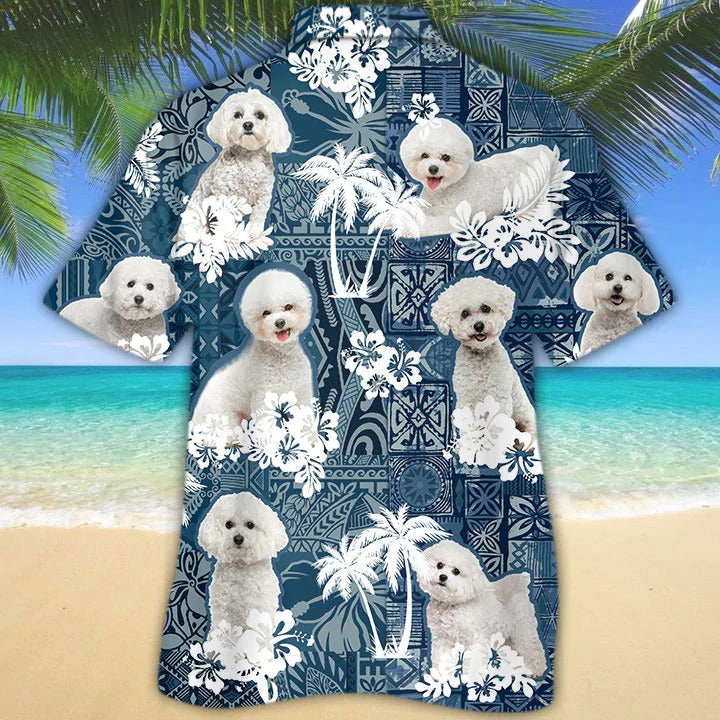 Bichon Frise Hawaiian Shirt/ 3D Full Print White Dog Hawaii Beach Shirts/ Aloha Dog Shirts Summer Day
