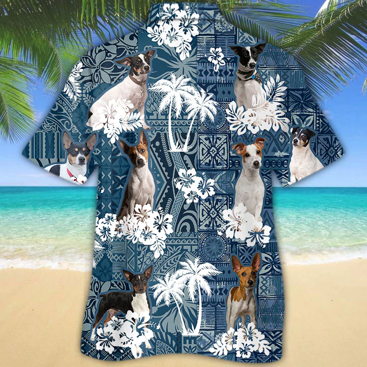 Rat Terrier Hawaiian Shirt/ Floral Dog Short Sleeve Hawaiian Aloha Shirt/ mens hawaiian shirt/ Summer shirt