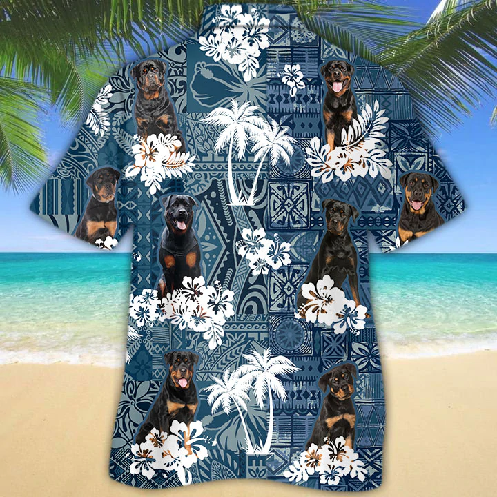 Rottweiler Hawaiian Shirt/ Hawaiian shirt vintage Floral Dog/ Men