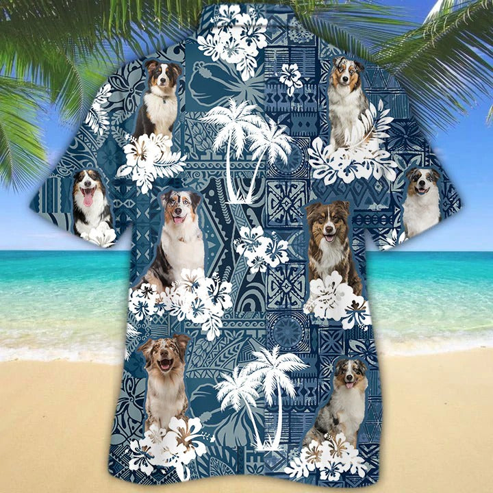 Australian Shepherd Hawaiian Shirt/ Aloha Beach Shirt For Dog Lovers/ Summer Dog Hawaii Beach Shirts