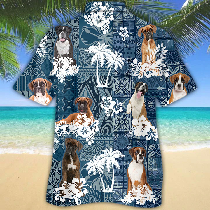 Boxer Hawaiian Shirt/ Dog Hawaiian Shirt Men women/ Short Sleeve Hawaiian Aloha Shirt