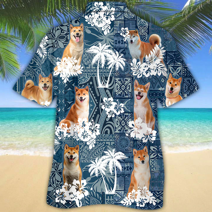 Shiba Inu Hawaiian Shirt/ Flowers Aloha Shirt For Dog Lovers/ Men