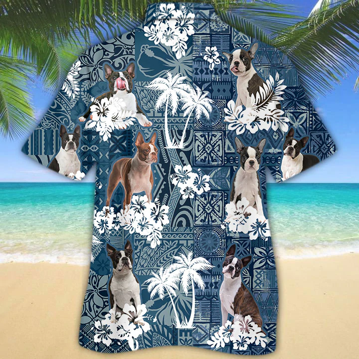 Boston Terrier Hawaiian Shirt/ Dog Hawaiian Shirt Men women/ Short Sleeve Hawaiian Aloha Shirt