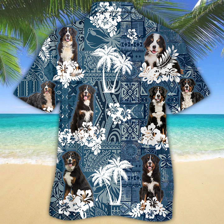 Bernese Mountain Hawaiian Shirt/ Dog Hawaiian Shirt Men women/ Short Sleeve Hawaiian Aloha Shirt