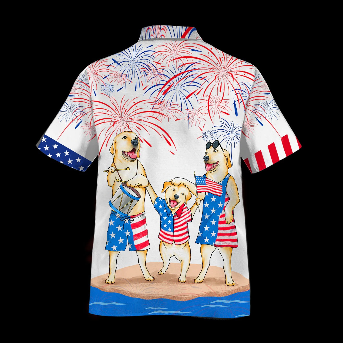 Labrador Family Hawaiian Shirt For Independence Day/ Funny Dog Hawaii Beach Shirt/ Cool 4Th Of July Present