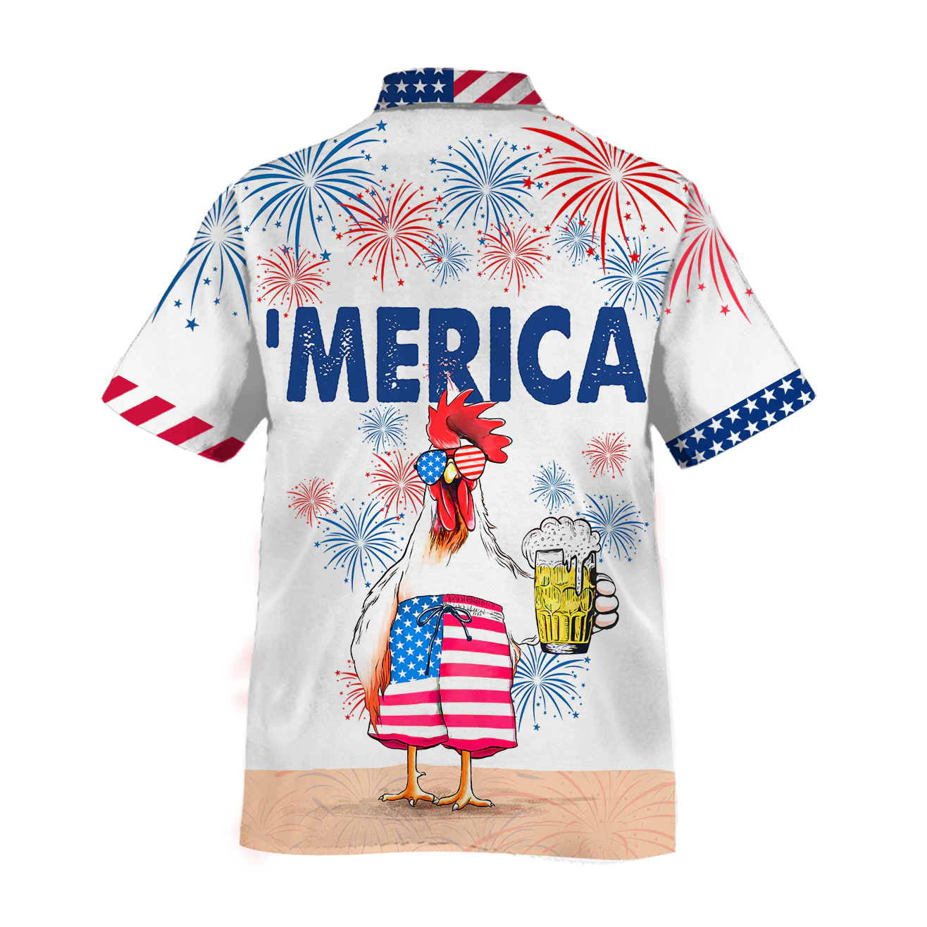 Funny Chicken Beer Hawaiian Shirt For Independence