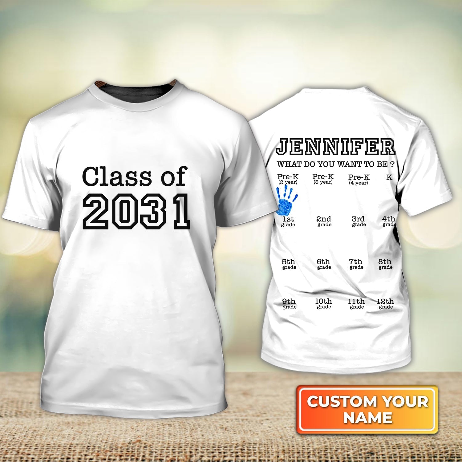 Personalized Name 3D Kid Tshirt Back To School What Do You Want To Be School Uniform Class Of 2031