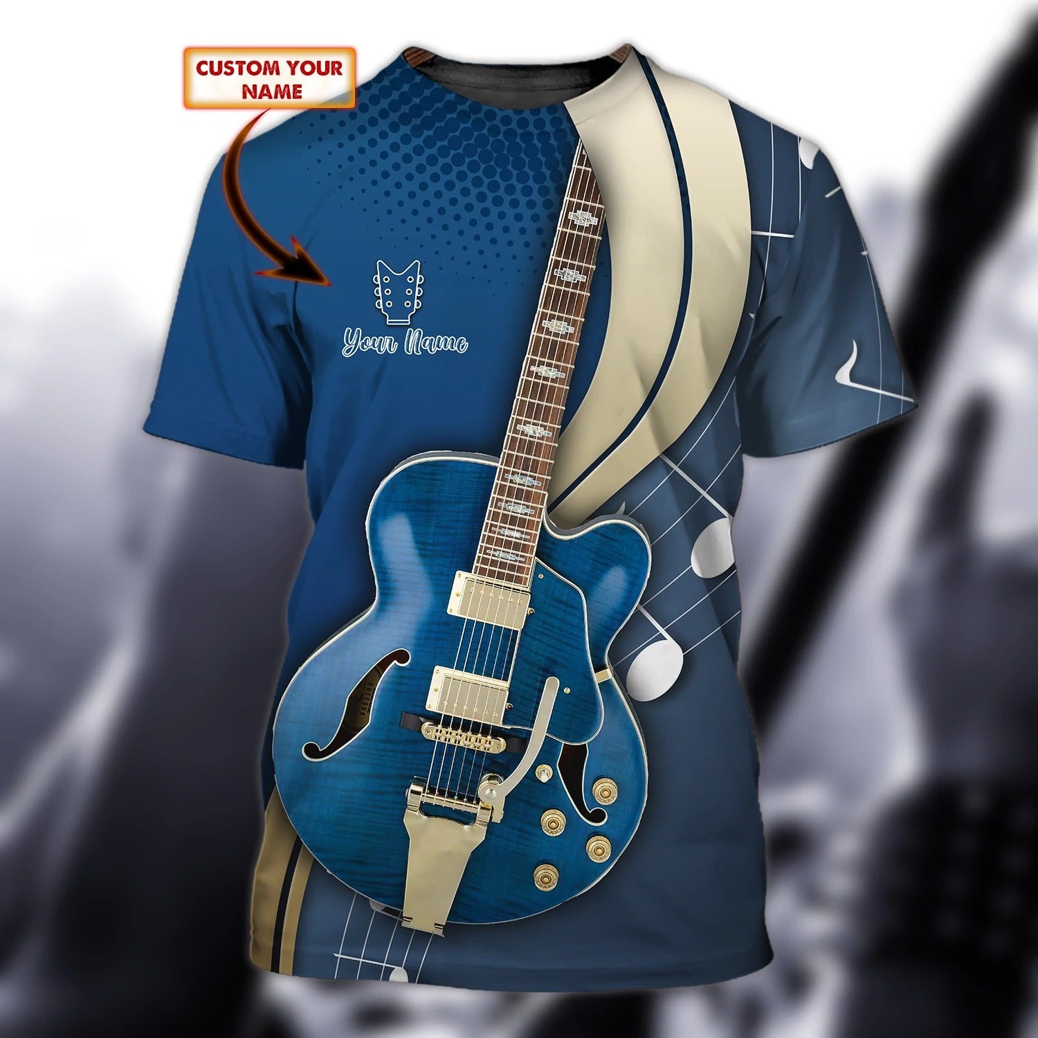 Customized With Name 3D All Over Print Guitar Shirts Electric Guitar Tee 3D Birthday Gift For Guitar Lover
