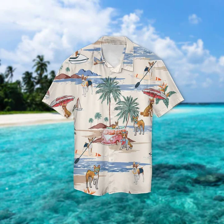 Basenji Summer Beach Hawaiian Shirt/ Summer gift/ Hawaiian Shirts for Men/ Aloha Beach Shirt