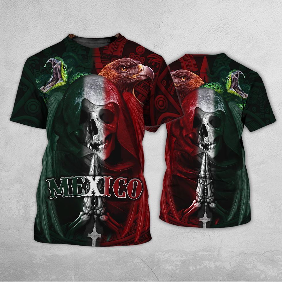 Pride Mexico T-Shirt/ Skull Eagle Snake Pattern Flag Mexico Shirt/ Gif For Him Her
